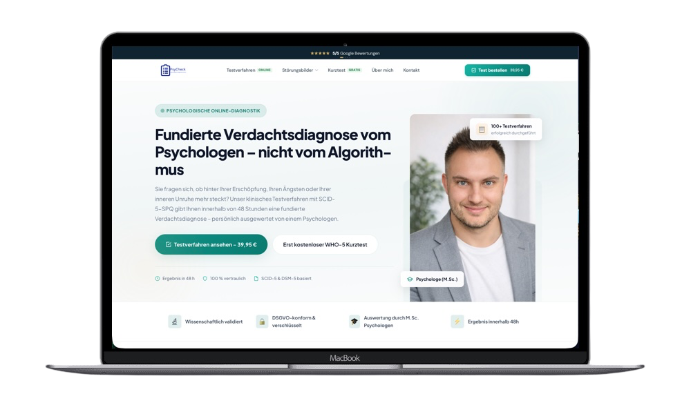 Webdesigner Hamburg – PsyCheck psychologische Online-Diagnostik Ammersbek