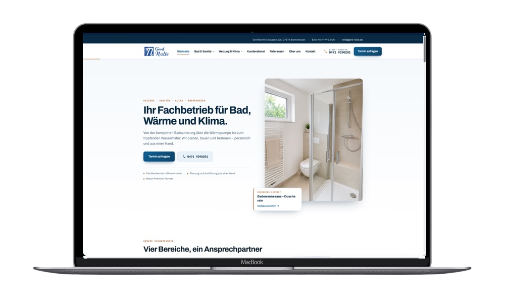 Website Gerd Nolte Heizung und Sanitär Bremerhaven